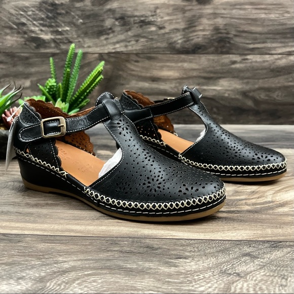 NIB Spring Step Roxela Black Leather T Strap Mary Jane Sandals Shoes - Picture 5 of 13